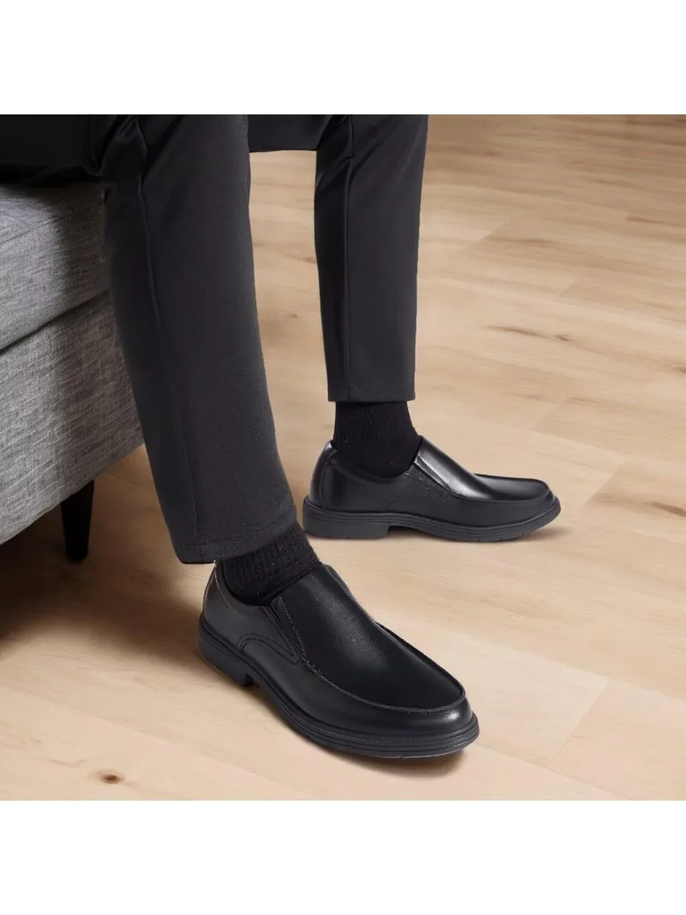 OrthoComfoot Men's Black Leather Comfortable Formal Tuxedo Slip On Oxford Shoes